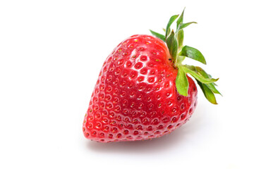strawberry on white background side view studio shot isolate