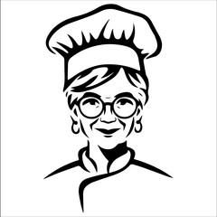 Iillustration of  chef Grandma in vector, isolated on white
