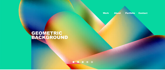 Landing page background template. Colorful plastic round shapes abstract composition. Vector illustration for wallpaper, banner, background