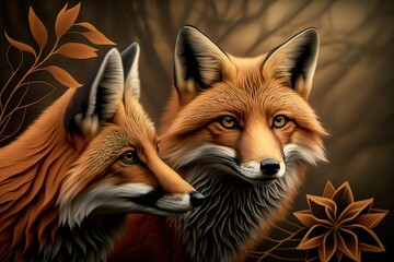Fototapeta premium Luxury Beautifull Fox Abstract. Digital AI Illustrations