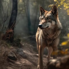 Wolf in natural habitat (generative AI)