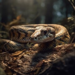 Fototapeta premium Snake in natural habitat (generative AI)