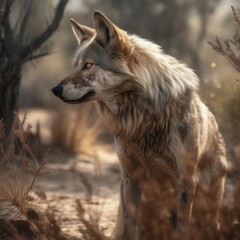 Fototapeta premium Wolf in natural habitat (generative AI)