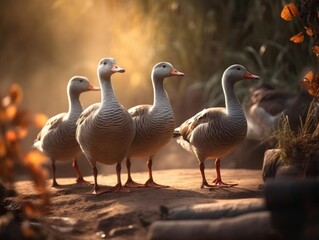 Group of Goose in natural habitat (generative AI)