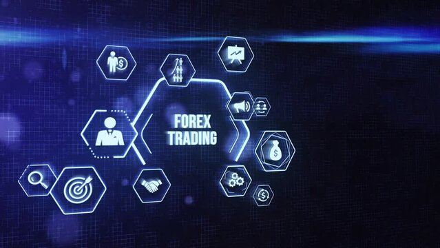 Internet, business, Technology and network concept. FOREX TRADING, new business concept. Virtual button.