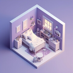 Top view of a miniature house,created with Generative AI tecnology.
