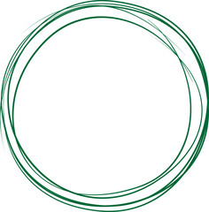 Green circle line hand drawn. Highlight hand drawing circle isolated on white background. Round handwritten circle. For marking text, note, mark icon, number, marker pen, pencil and text check, vector