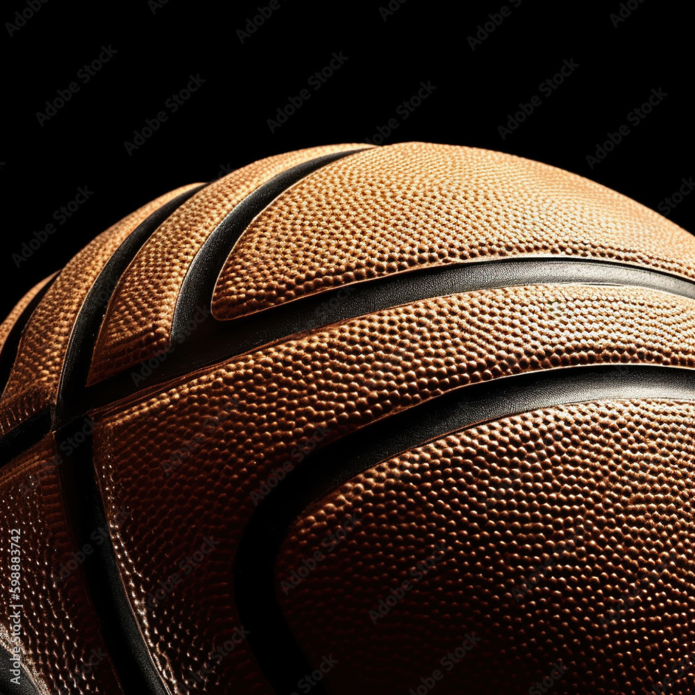 Wall mural Basketball ball isolated on black background. Generative Ai