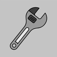 Adjustable spanner vector icon. Construction, repair