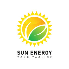 Sun energy creative logo vector template design