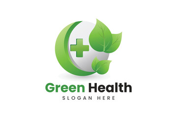 Leaf community gradient health care logo design
