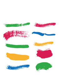 Obraz premium Vector brush strokes are smeared. Colorful brushstrokes on a white background. A set of isolated decorative brush strokes.