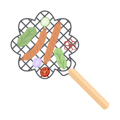 Delicious Grilled Sausages on an Iron Grill
