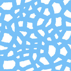 Blue seamless pattern with white organic shapes