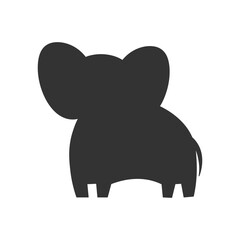 Vector illustration of a black silhouette elephant. Isolated white background. Icon elephant side view profile. EPS