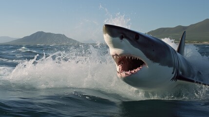 Fototapeta premium Attack great white shark Generative AI