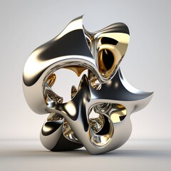Chrome and Gold: A Stunning Abstract Sculpture Series