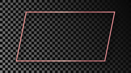 Rose gold glowing rectangular shape frame with shadow