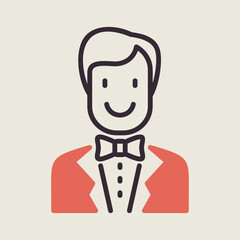 Groom, bridegroom, fiance man in costume icon
