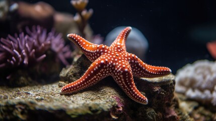 Fromia seastar in coral reef aquarium tank Generative AI