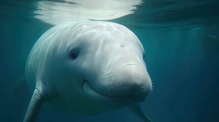 Fototapeta premium Friendly beluga whale or white whale in water