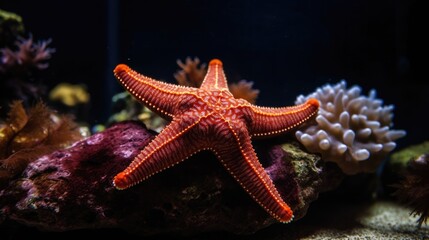 Fromia seastar in coral reef aquarium tank Generative AI