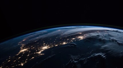 Earth from space night lights concept Generative AI