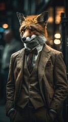 Fox in suit as a mafia boss in Chicago Generative AI