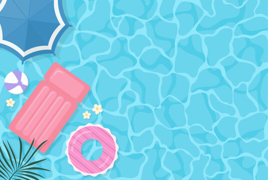 Top view of summer pool background illustration