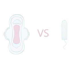 Pads or tampon choice feminine hygiene illustration