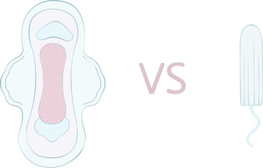 Pads or tampon choice feminine hygiene vector illustration