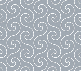 The geometric pattern with wavy lines. Seamless vector background. White and gray texture. Simple lattice graphic design.