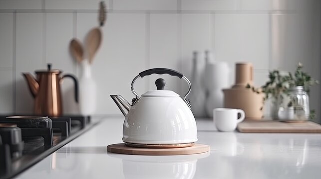 modern kettle on a kitchen table Generative AI
