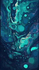 Naklejka na ściany i meble fluid art composition features a modern and abstract style, blue and green