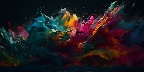 Fototapeta na wymiar colorful abstract background, cinematic lighting, dark theme. Generative AI