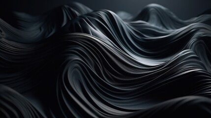 Black Fabric in Wavy Bokeh Abstract Background. Generative AI