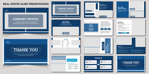 Free Vector real estate presentation slides editable layout use for infographic and corporate slide business PowerPoint presentation