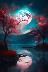 landscape with moon