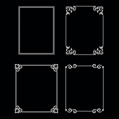 Set of decorative frames Elegant vector element for design in Eastern style, place for text. Floral black and white borders. Lace illustration for invitations and greeting cards.