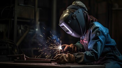 welder working in the workshop Generative AI