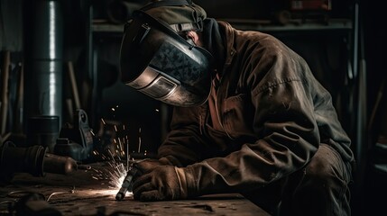 welder working in the workshop Generative AI