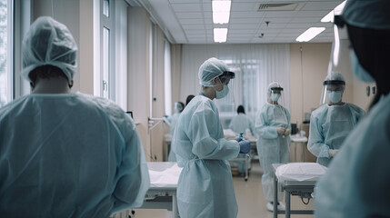 Doctors, nurses and medical staff in a hospital. Generative AI