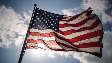 american flag against sky, indepence day, 4 July Generated AI