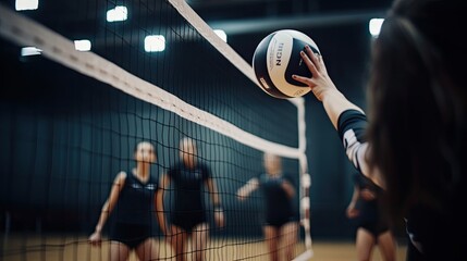 person playing valleyball on the stadium Generative AI