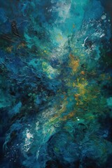 Plakat Oceanic background paint in blue, generative ai
