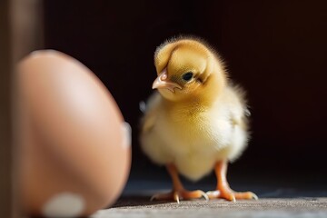 Fototapeta premium Chick coming out of the egg, generative ai