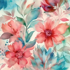 Vintage floral pattern with in beautiful romantic colors ideal for backgrounds, generative ai