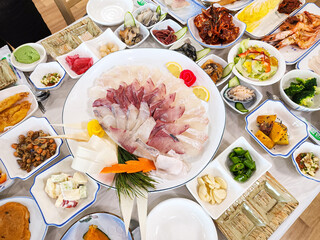 South Korea style raw fish sashimi restaurant