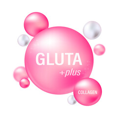 Pink glutathione pack with capsule and the third ingredient can be separated. Substance For Beauty and Cosmetic