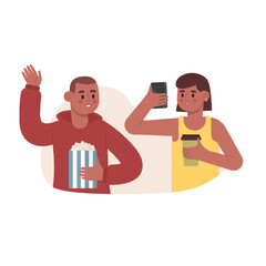 Pleasant leisure time, meeting friends. Friends have fun together